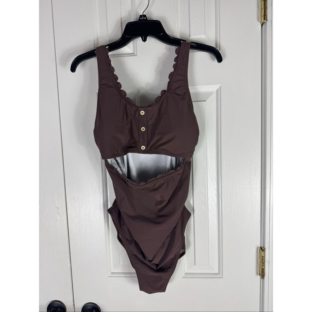 Charmo Womens One Piece Brown Swimsuit Size M